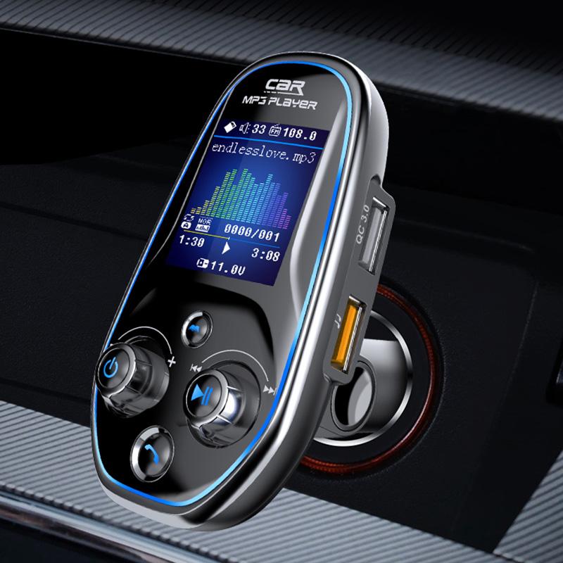 

BT29 Color Screen Voltage Detection Dual USB Car Bluetooth-compatible MP3 Player FM Transmitter AUX TF QC3.0 Phone Fast Charging Adapter A