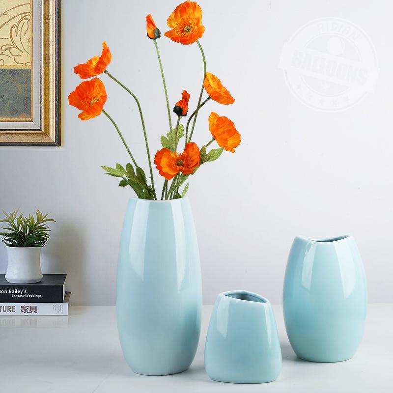 New Modern Ceramic Vase Nordic Home Decoration Pure White Cyan Table Vase Dry Flower Arrangement Creative Living Room Decor