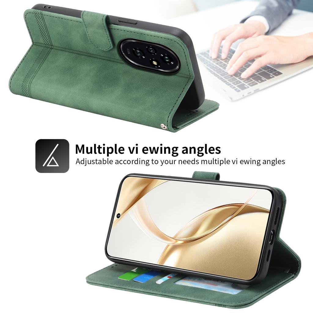 DIERFENG DF-03 For Honor 200 5G Wallet Case Lines Imprinted Leather Phone Cover