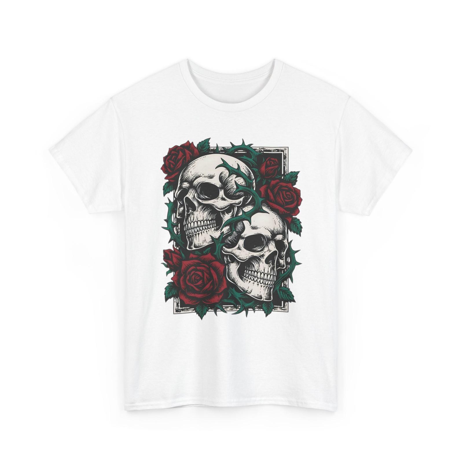 

Gothic Skulls And Roses T-Shirt Vintage Skeleton Floral Tattoo Graphic Art Tee 5XL різнокольоровий