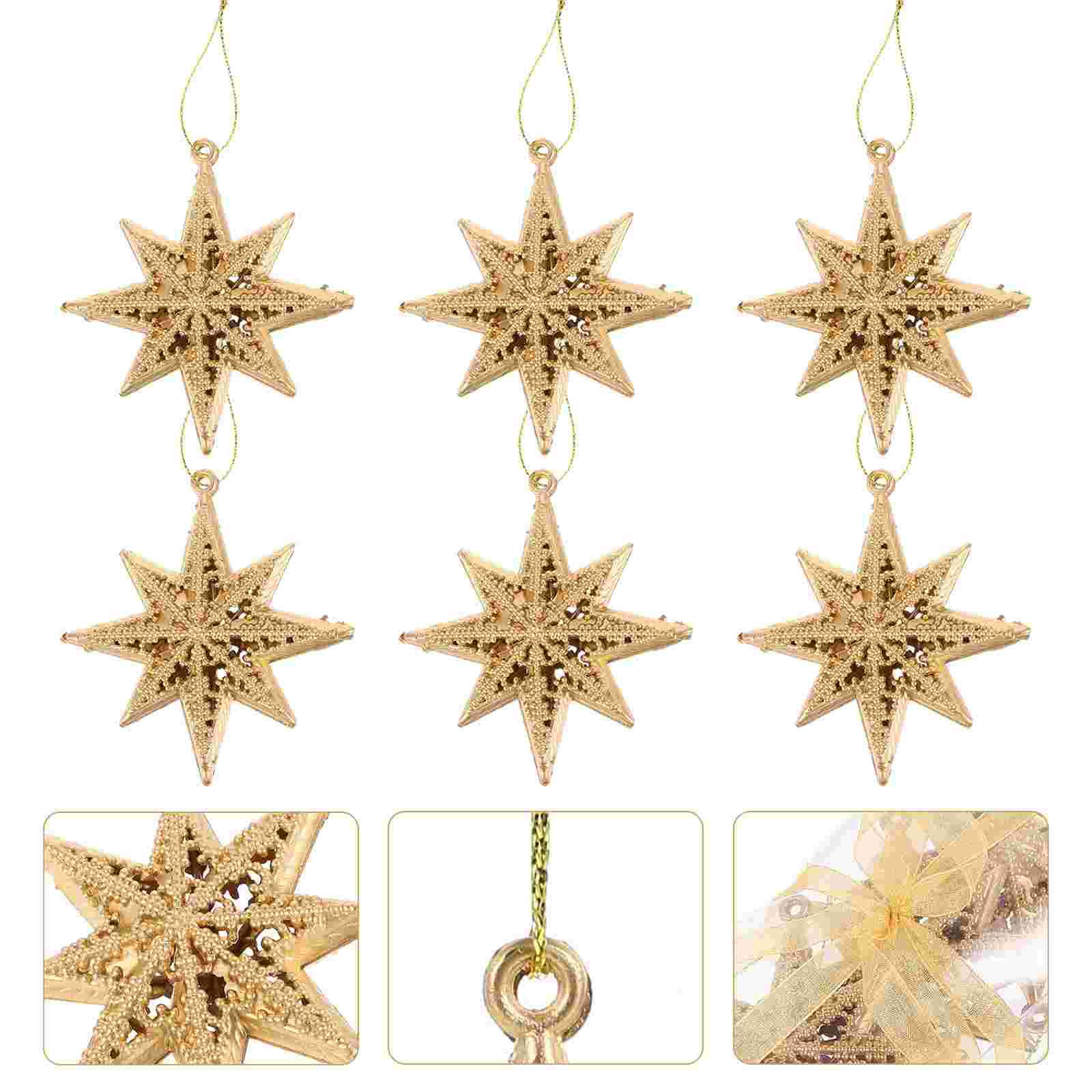 

Christmas Star Pendant Glowing Plastic Stars Xmas Three-dimensional Adornment Labels 8.6X8.2X3CM золотистый