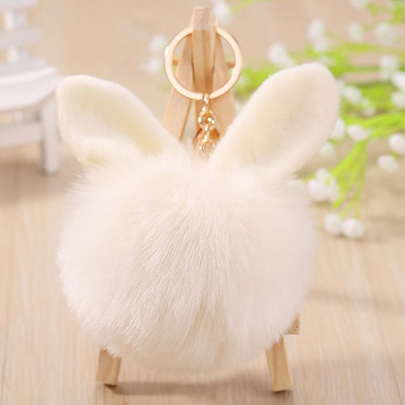 Soft Artificial Rabbit Furs Keychain Plushs Ball KeyRing Cute Pom Pom Bag Charm Car Pendant Decoration for Women Girls