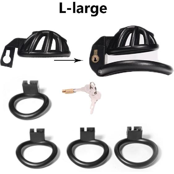 FREDORCH 2022 Super Small Penis Ring Sissy Chastity Cage,Locked in Male Chastity Device with 4 Base Ring (L-Large, Black)