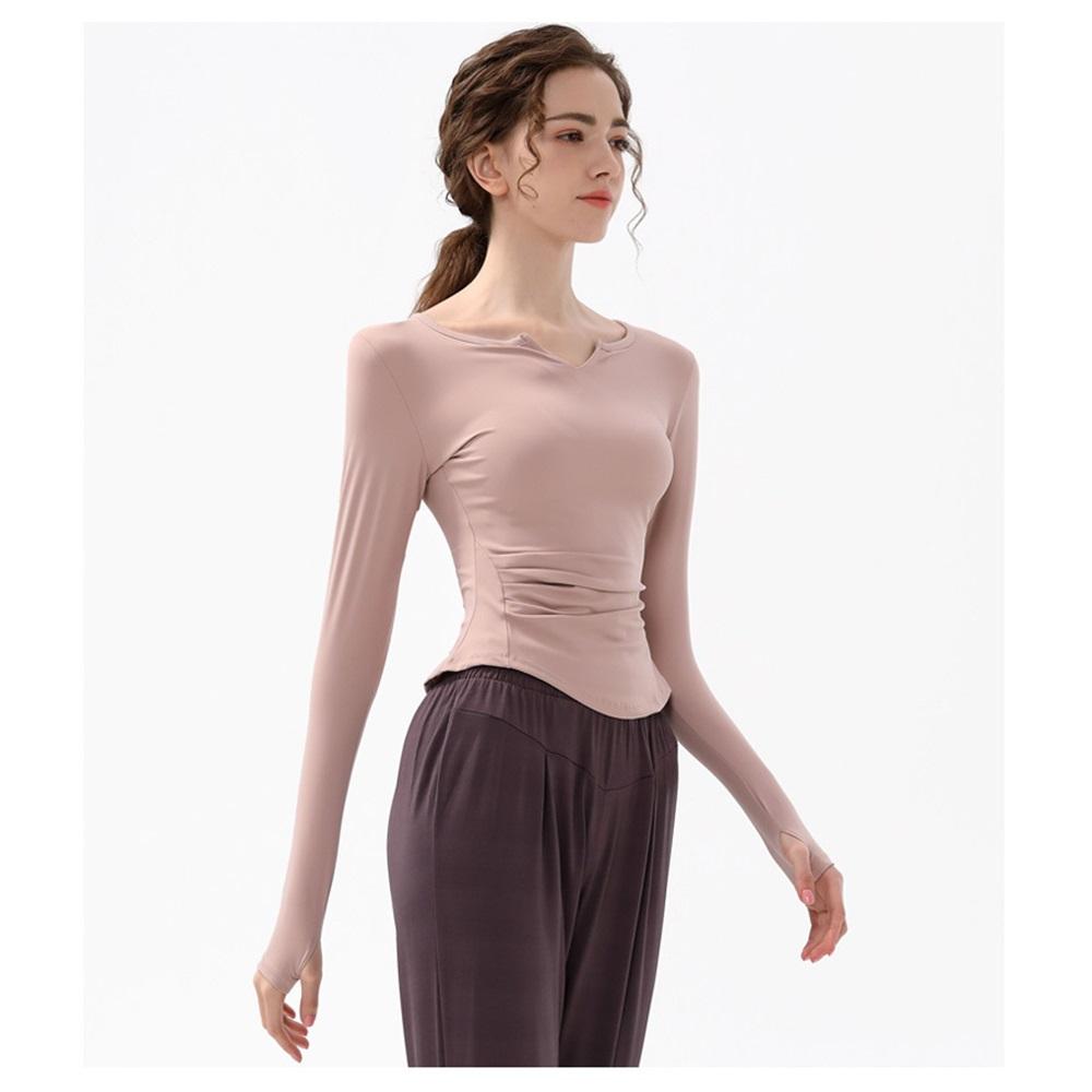 New Spring And Autumn V-neck Sport Top, Yoga Wear, Long-sleeved T-shirt, Professional Running, Quick-drying, Nude Slimming And Fitness Wear For Women
