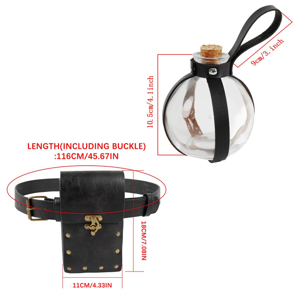 Alchemist Steampunk Fanny Pack Belt Bag Phone Wallet Magic Cork Potion Bottle Festival Renaissance Costume Vintage Accessories