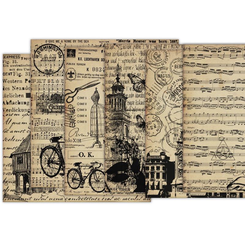 24pcs Single-Sided Vintage Scrapbooking DIY Decorative Cardmaking Supplies Craft Paper