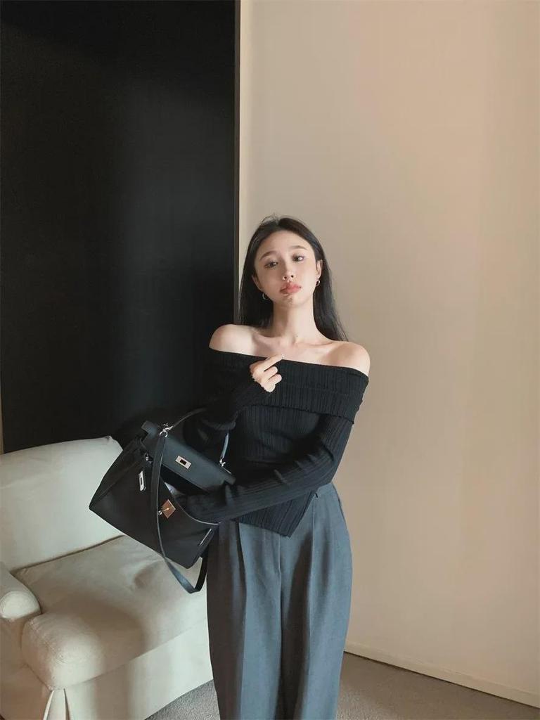 Women's Sexy One-Shoulder Long-Sleeve Slim Fit Top
