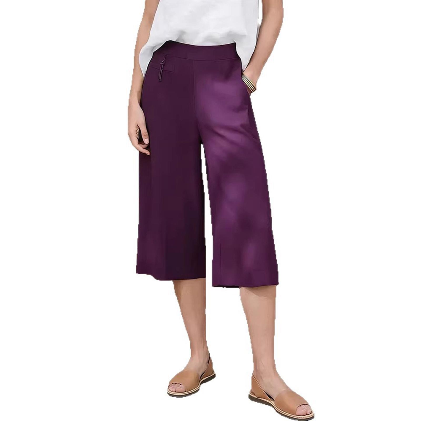 

Ladies Casual And Fashionable Loose Straight Leg Cropped Pants S фіолетовий