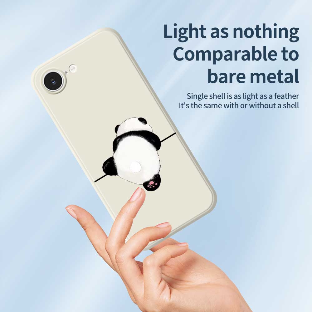 For iPhone 16e Case Panda Back Pattern Printing Straight Edge TPU Phone Back Cover