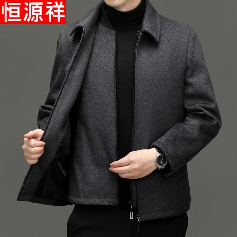 Hengyuanxiang Men s Thickened Wool Blend Short Business Jacket with Removable Liner 4XL