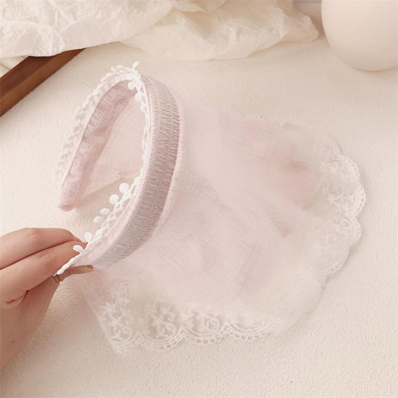 Pañuelo Triangular de Encaje a Cuadros de Campo Francés - Accesorio para el Cabello con Vibras Playeras para Mujeres