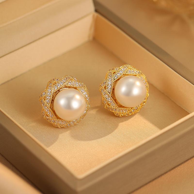 

Серьги-гвоздики из серебра 925 пробы с элегантным темпераментом, высококачественные, дизайнерские, переплетенные линии, легкие, роскошные, высококачественные, серьги-гвоздики с циркониевым жемчугом 14k