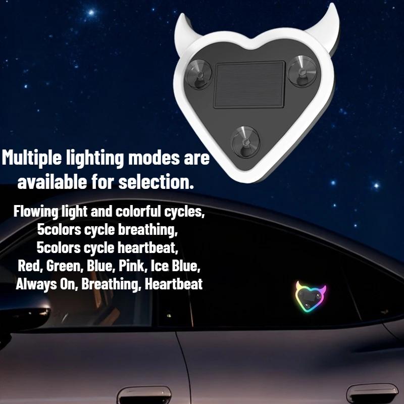 1Pc Romantic Solar Powered Car LED Heart Light, Color Changing Mood Lamp for Interior Decoration