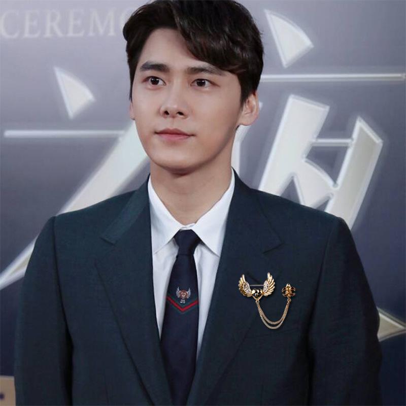 Kettenbrosche Herrenanzug-Accessoires Personalisierte Modeanstecknadel Fixierte Kleidung Vintage Britische Knopfanstecknadel Metallschmuck