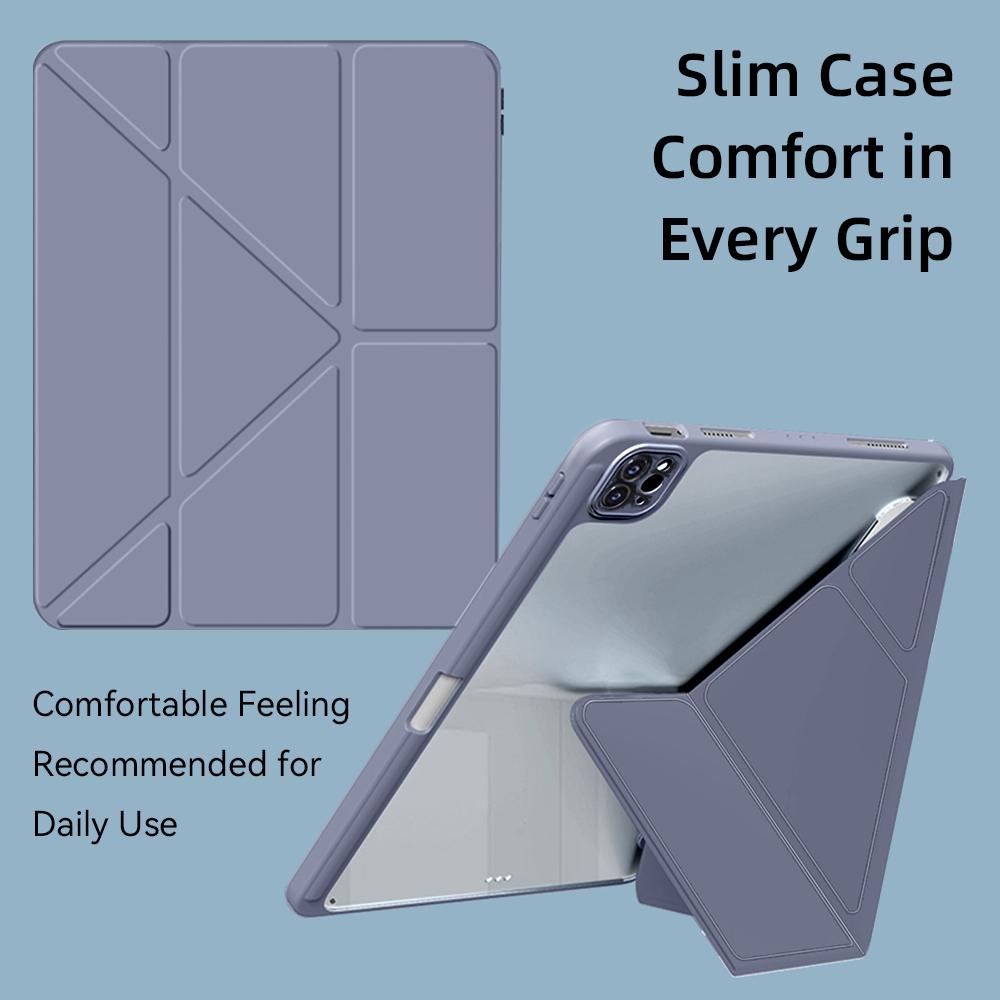 For iPad A19 12th 11th 10th Air 11/13 M2 M3 M4 Pro11/13 Air 4 5 Pro 11/12.9 10.2 7/8/9/10th Acrylic Clear Y-fold Stand Case