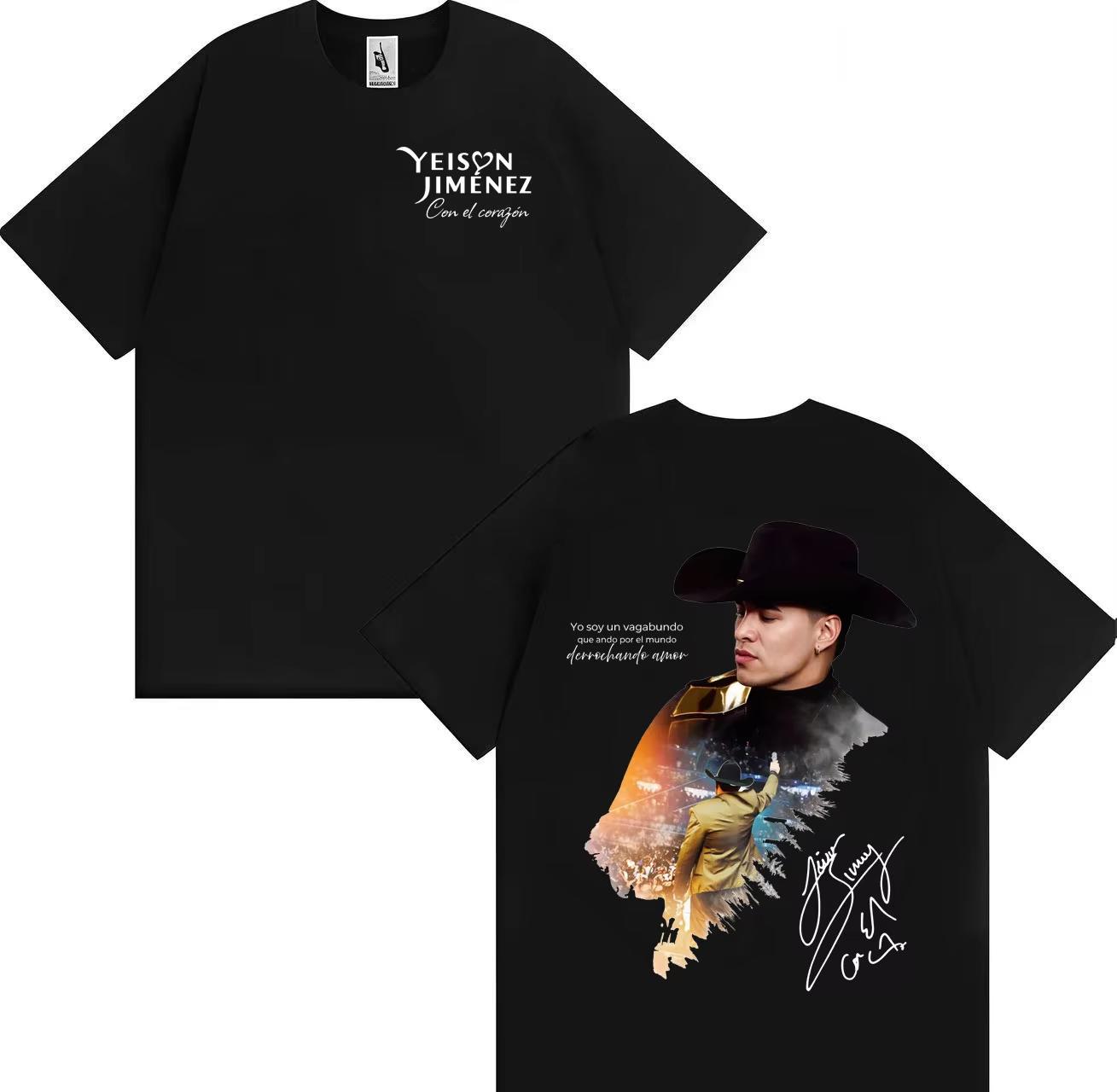 

Singer Yeison JiUnisexez Album 2026 Harajuku Print cotton Tops Unisex Women Tshirt Crewneck Streetwear Hip Hop Casual Summer T Shirt 2XL