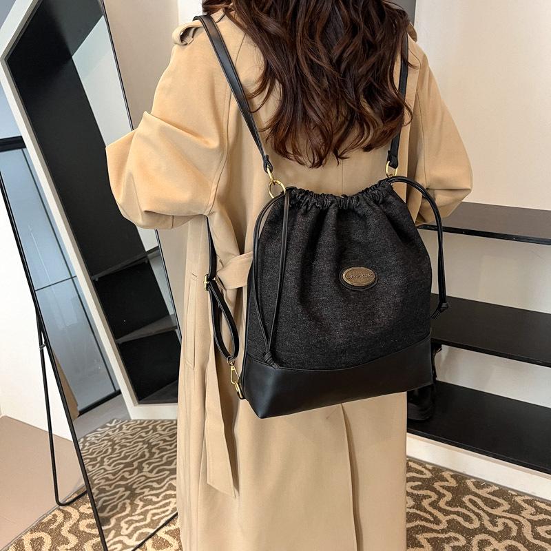 Women's Retro Plaid Hand-Carry Crossbody Commuter Bag, Autumn/Winter Portable Bucket Style