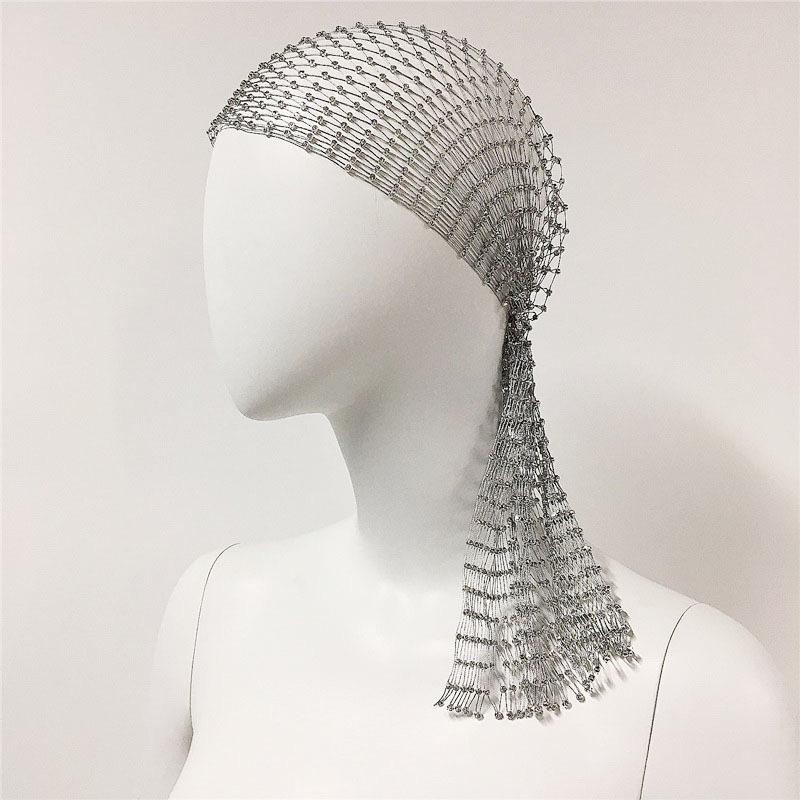 Shimmering Rhinestone Fishnet Hat: Handmade, Hollow Design for Parties