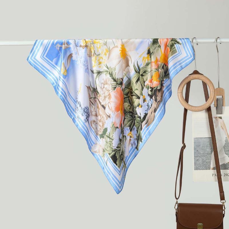 Women S Fashionable Versatile 70cm Square Silk Like Neck Scarf