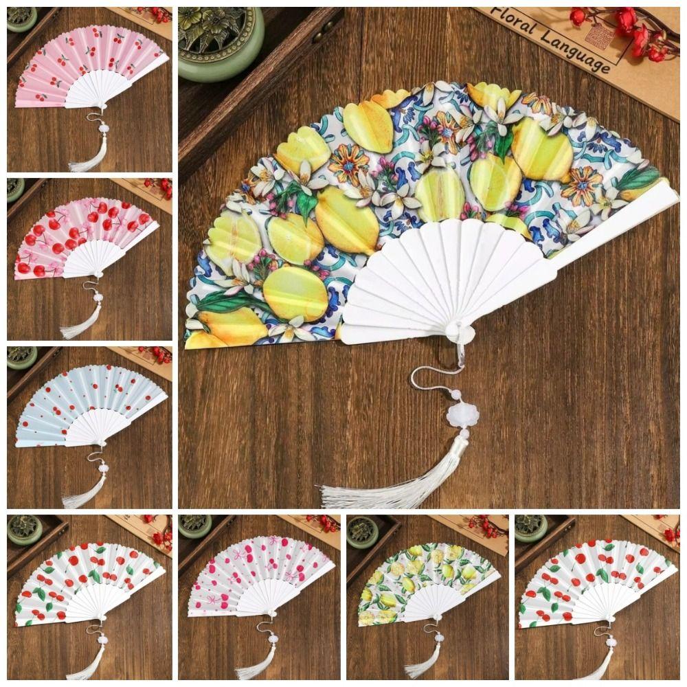 Ventilateur à main pliable motif fruits Design cerise Ventilateur rafraîchissant Ventilateur à main décoratif Utilisation estivale