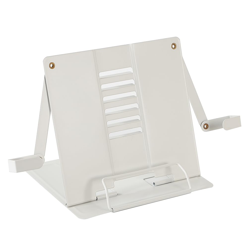 

AllBright Music Stand, Book Stand, Music Score Stand, Reading, Study, Adjustable Angle, Foldable, Tabletop, Sheet Music, Textbooks (White)