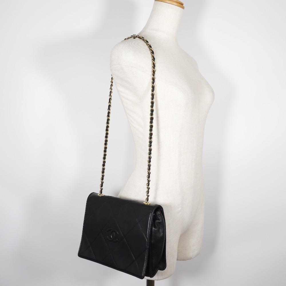 CHANEL ChainShoulder Shoulder Bag Diamond stitch Matelasse black lambskin Women Used