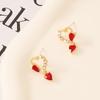 Silver Needle Retro Red Heart Earrings Elegant Crystal Earrings Versatile Petite High-end Sweet