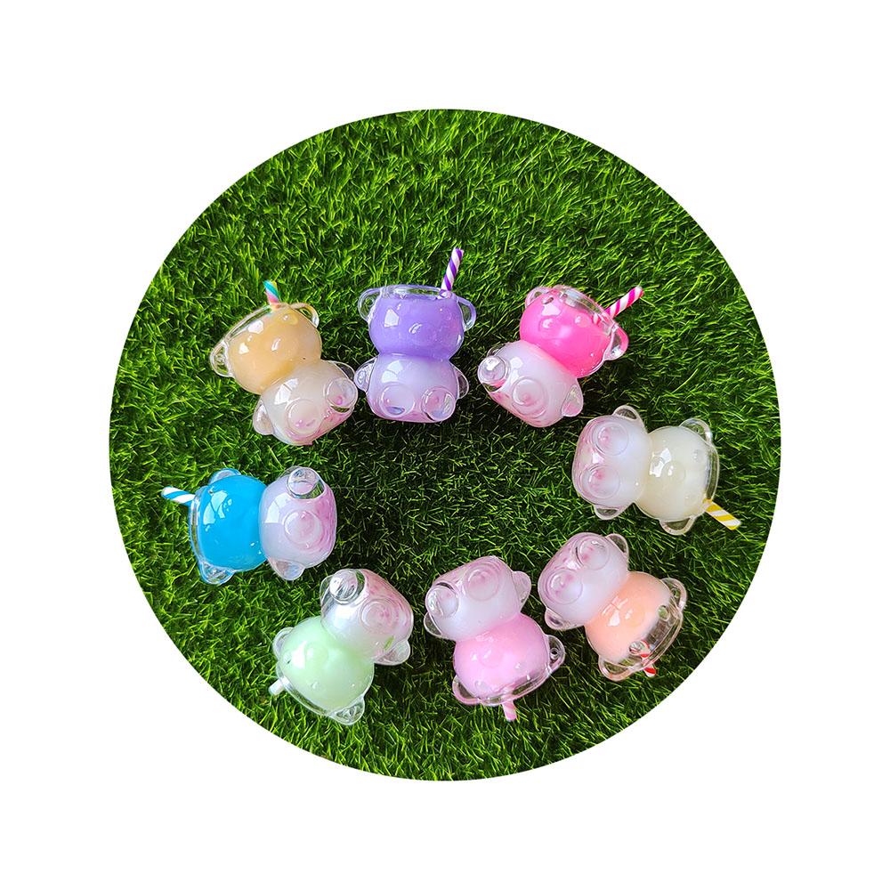 Dollhouse Miniature Bear Shape Ice Cup Summer Ice Cream Milk Tea Drink Cup DIY Making Doll House Accessories Decor