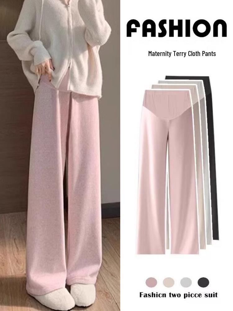 Maternity Fleece Wide-Leg Pants: Cozy, Loose-Fit for Spring, Autumn, Winter – Ideal Postpartum Wear