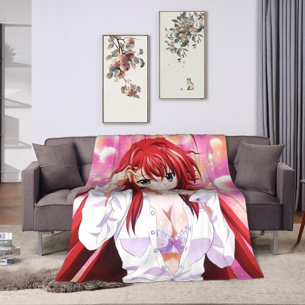 High School DxD Rias Gremory Anime Flannel Blanket Anime Soft Warm Throw Blanket for Bedroom Travel Bedspread Sofa Bed Cover