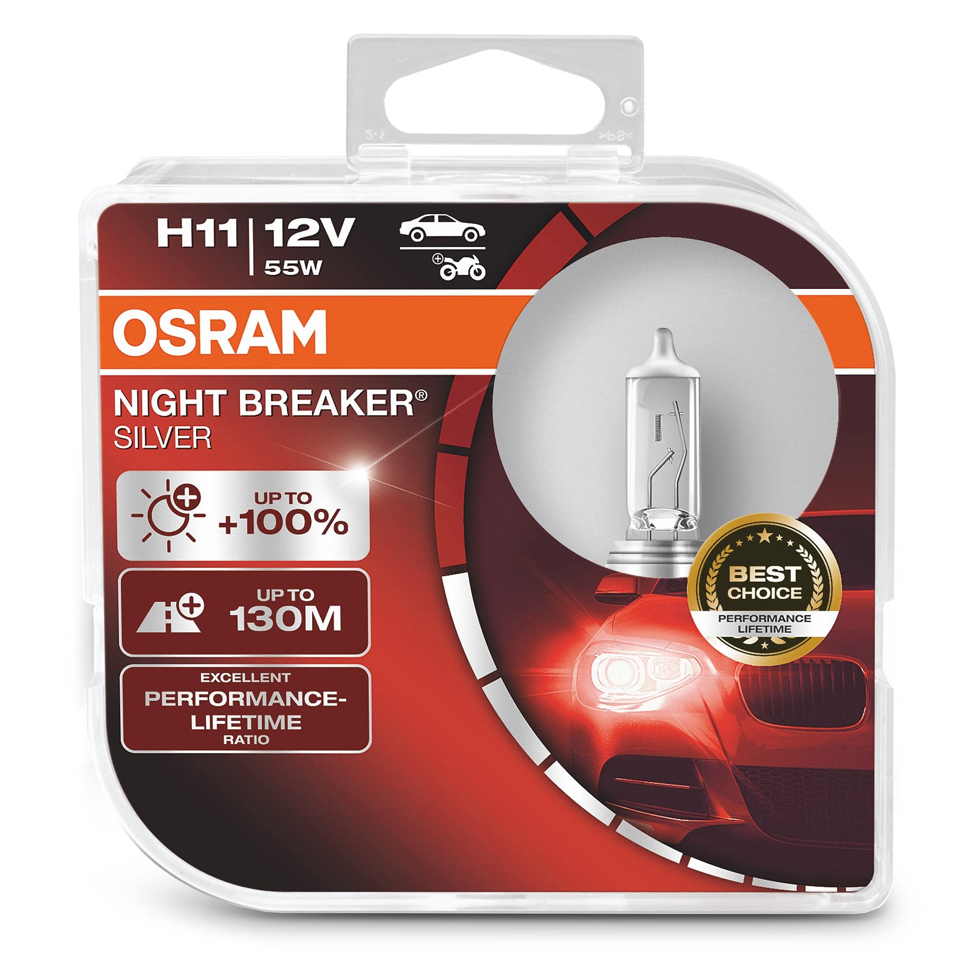

OSRAM 64211NBS H11 55W Nightbreaker Silver High Efficiency Halogen Bulb