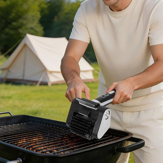 DYS Cordless Electric Grill Brush, Bristle Free BBQ Cleaning Brush with Roller, Rechargeable Stainless Steel Grate Scraper for Outdoor Grid