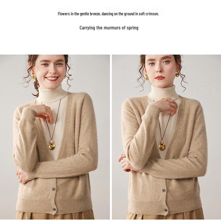 Autumn Winter High Neck Two-Piece Cashmere Knit Sweater for Women