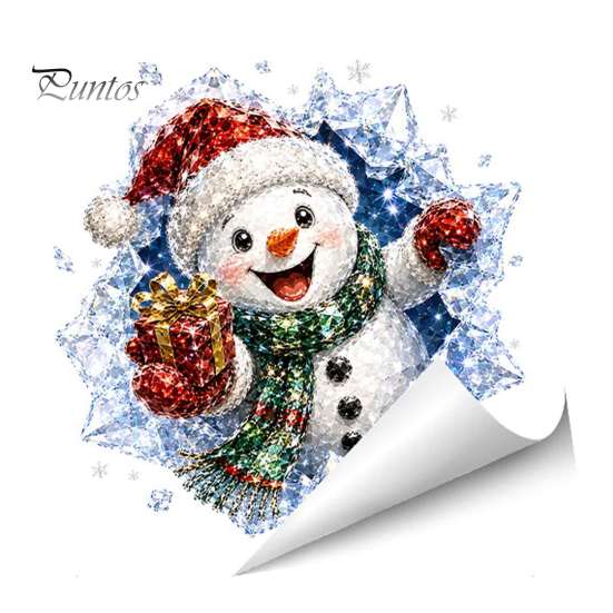 Self Adhesive Wall Stickers 3D Christmas Static Window Clings, Santa Snowman Reindeer Glass Stickers, Easy to Apply Graphics PVC Holiday Decals