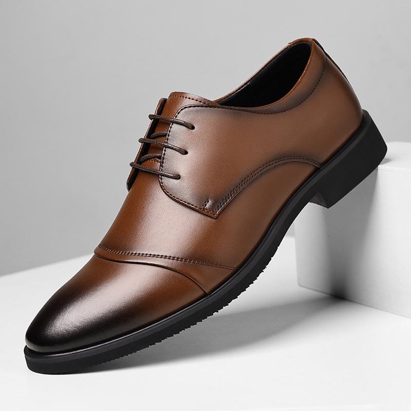 Autumn and winter new leather shoes men's business dress leather shoes low-top leather shoes men's lace-up breathable men's shoes