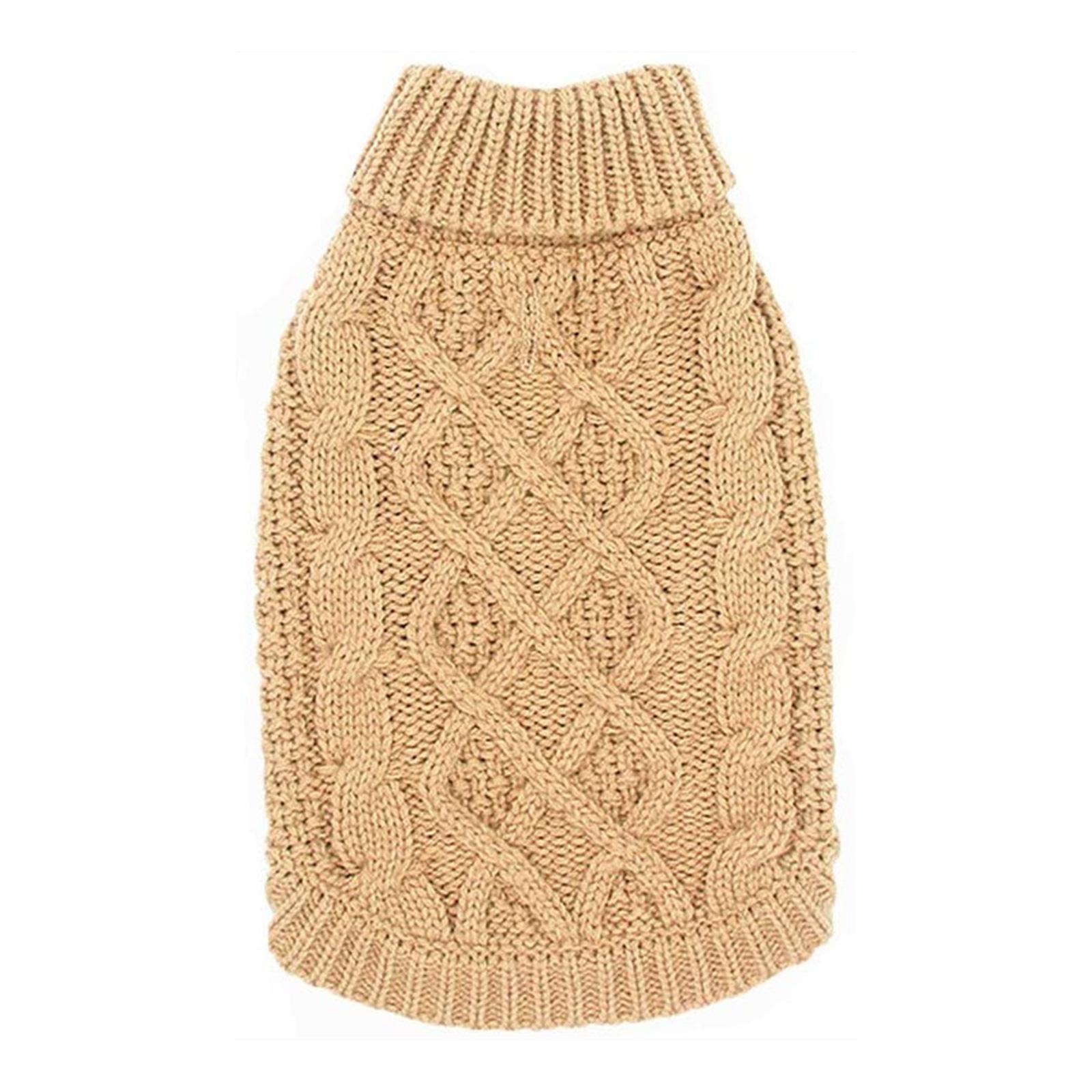 

Вязаная одежда для собак Теплый свитер с высоким воротом для собак от маленьких до крупных размеров Пуловер для питомца для зимнего тепла Дизайн на 2 лапы M бежевый