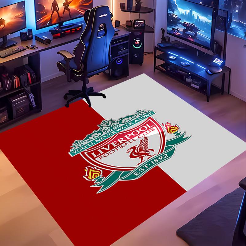 1pc Liverpool FC logo Entrance Mat, Non-Slip Mat Area Rug,Room Decor, Outdoor Decor, Kitchen Rug,Doormat - Machine Washable, Easy to Clean