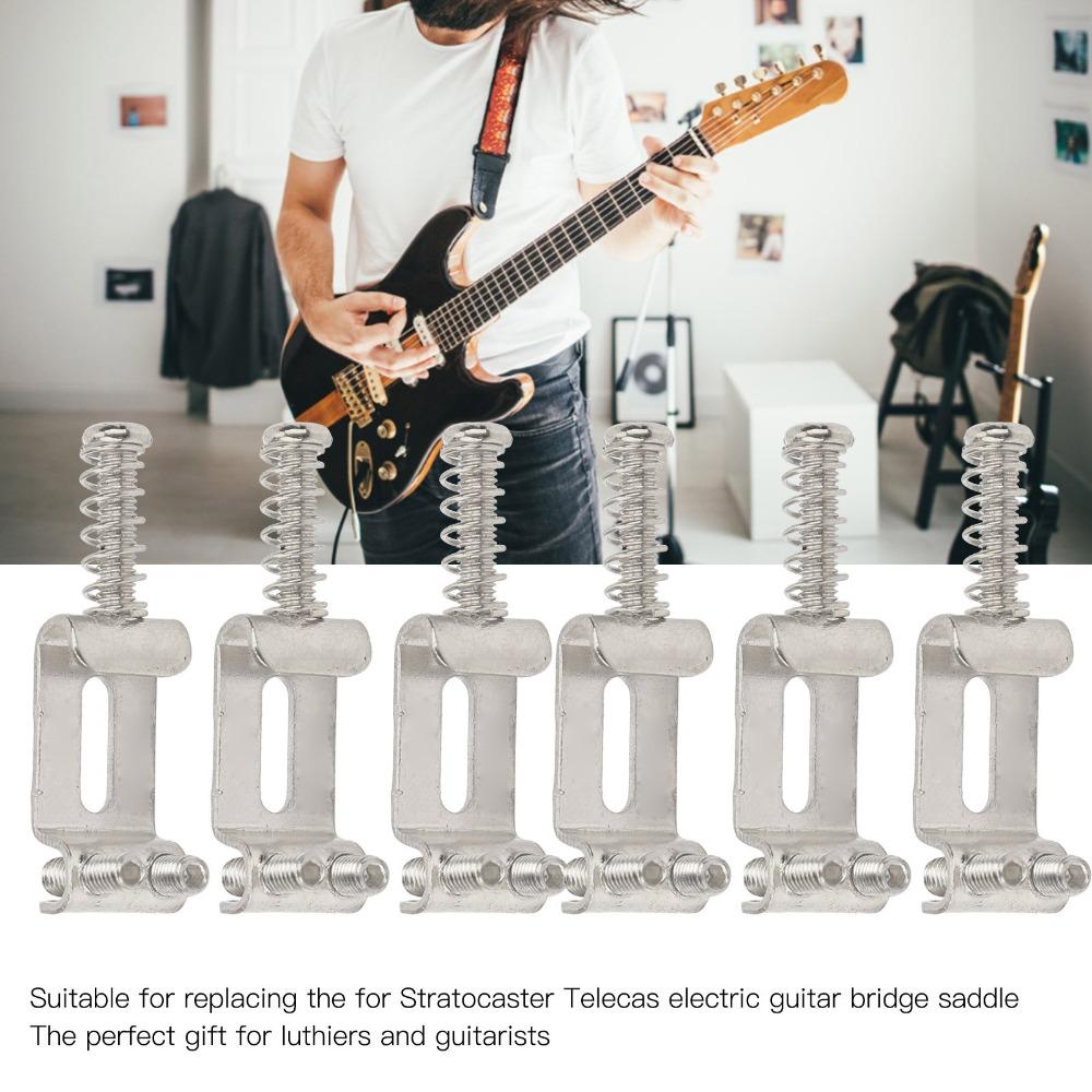 6PCS Silver Guitar Bridge Saddles 10.5mm Width Bridge Saddle Replacement  For Guitar