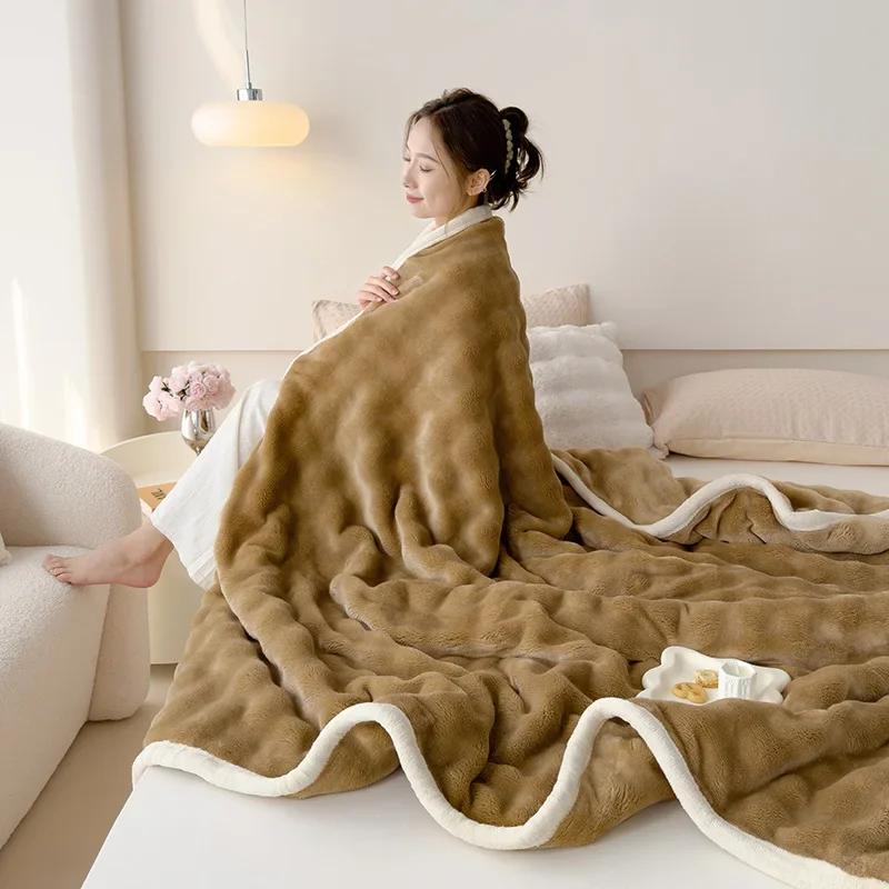 

A Milk Velvet Bed Blanket Four Season Universal Children Adults Solid Color Durable Sofa Comfortable Soft Coral Velvet Quilt 70x100cm 1pcs