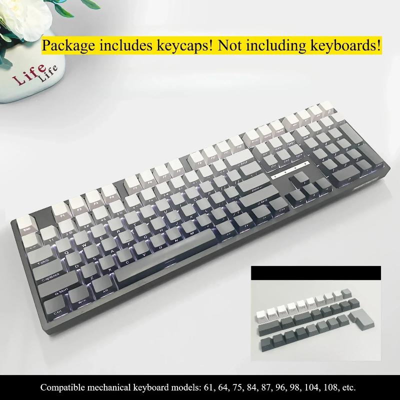 2025 Good Gradient Keycaps Side Printed Shine Through PBT Double Shot OEM Profile for MX Switches Gaming Keyboard 130+key Caps