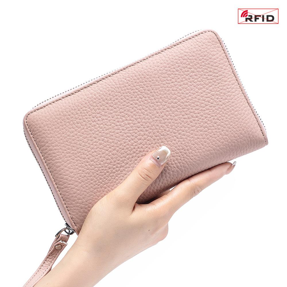 New RFID Blocking Multifunctional Passport Bag for Women Genuine Leather Long Wallet Travel Organizer for Air Ticket ID Card Documents Cash