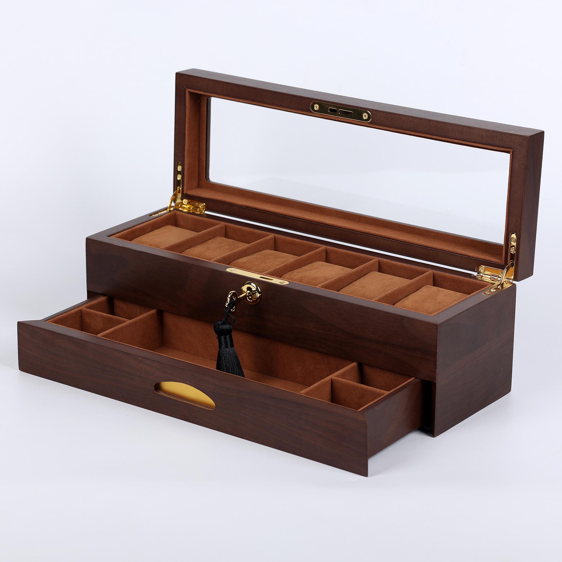 Tanyun Zhiyuan Роскошная черная лакированная шкатулка для часов и ювелирных изделий из орехового дерева