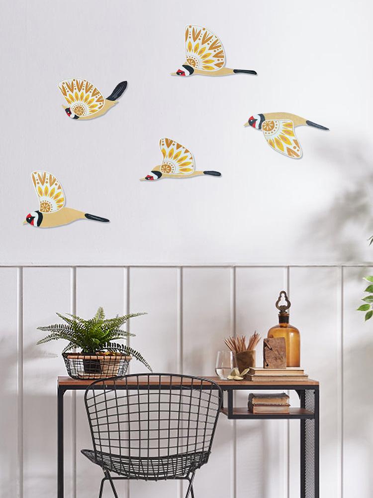 5Pcs Wooden Flying Bird Wall Decor for Living Room Home