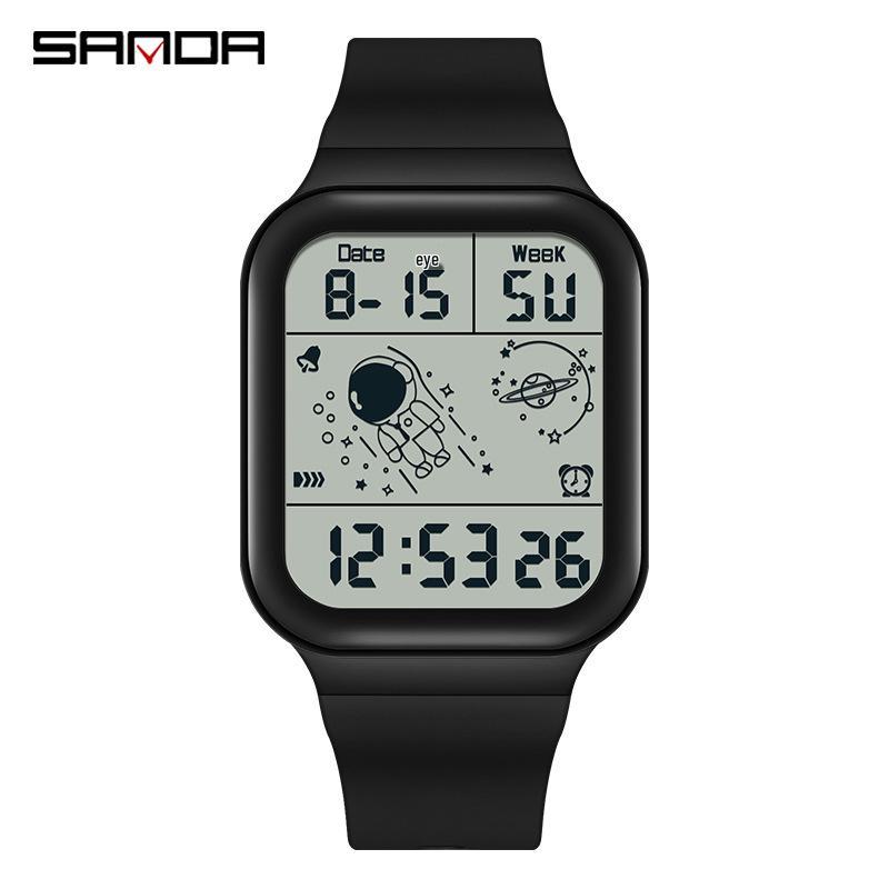 Sanda Astronaut Square Large Screen Unisex Multifunctional Watch with Detachable Strap