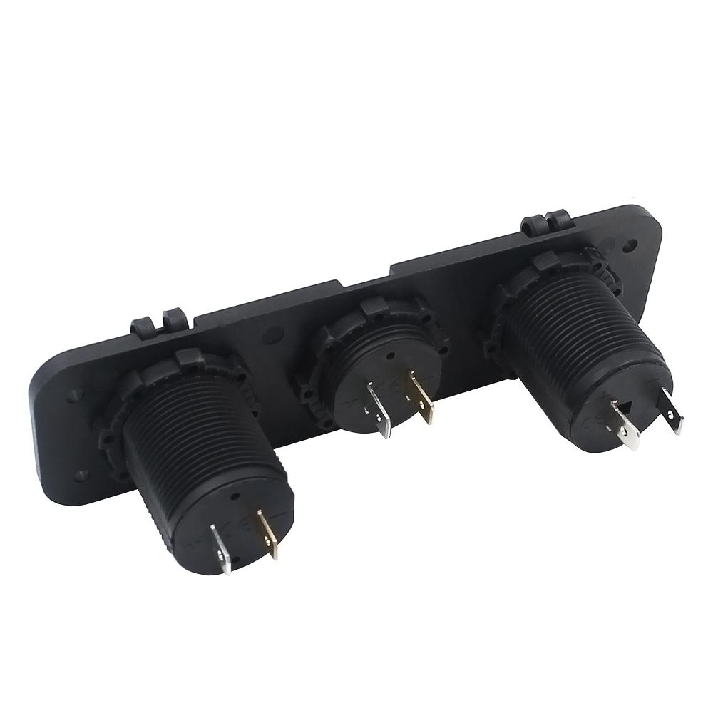 Dual USB Socket Charger + LED Voltmeter + 12V / 24V Power Outlet 3 In 1 Multi-function Three Hole Panel for Truck Trailer Boat Camper Motorhome