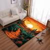 Sunset Desert Scene Carpet with Cactus Pattern, Warm Earth Tones Design Suitable for Use As an Anti-slip for Living Room Bedroom Sofas