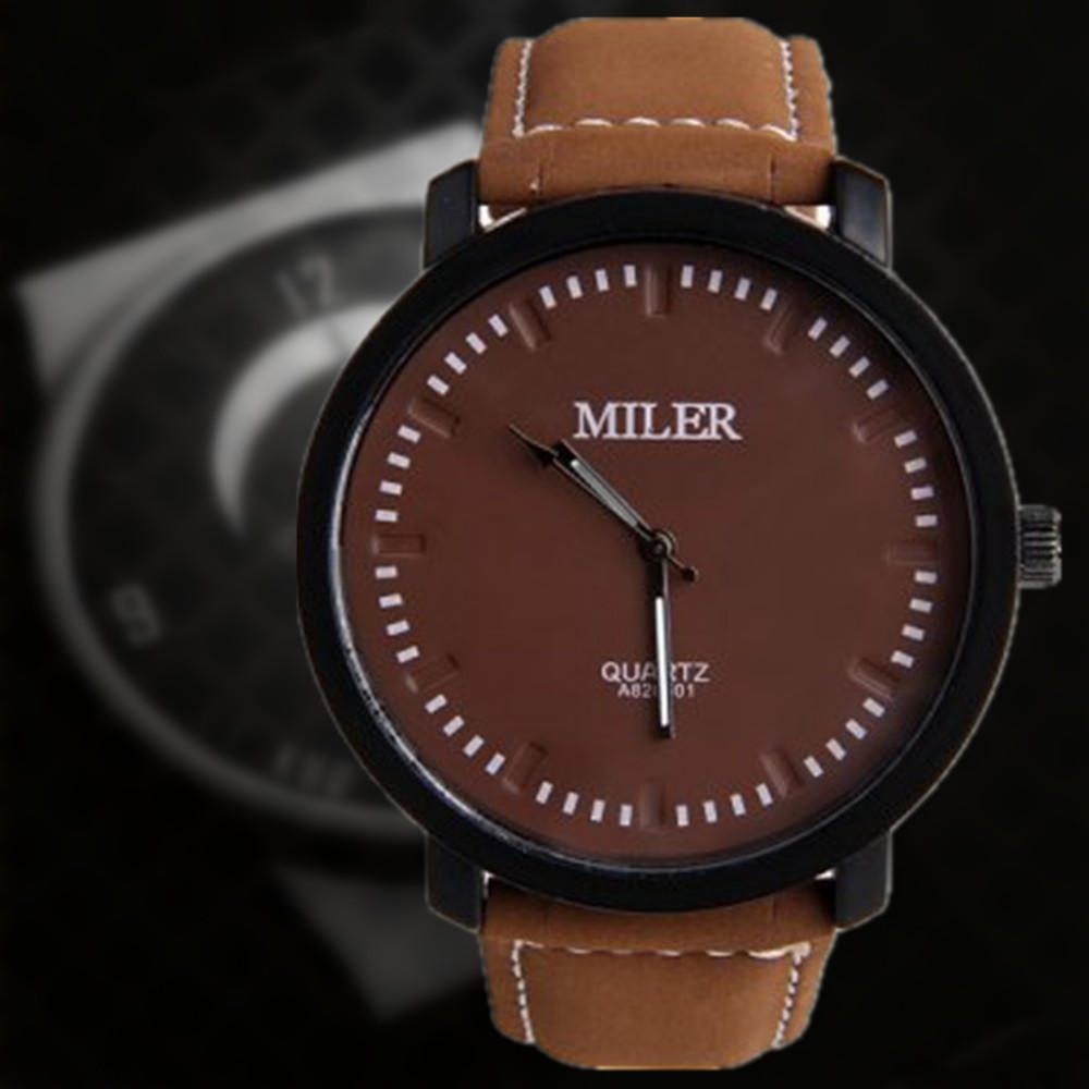 Men's watch pu Leather Sports Military Quartz  Fashion Style Analog Wristwatch
