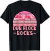 Our Flock Rocks Flamingos Graphic T-Shirt Soft Cotton Crew Neck Tee for Family Vacation Group