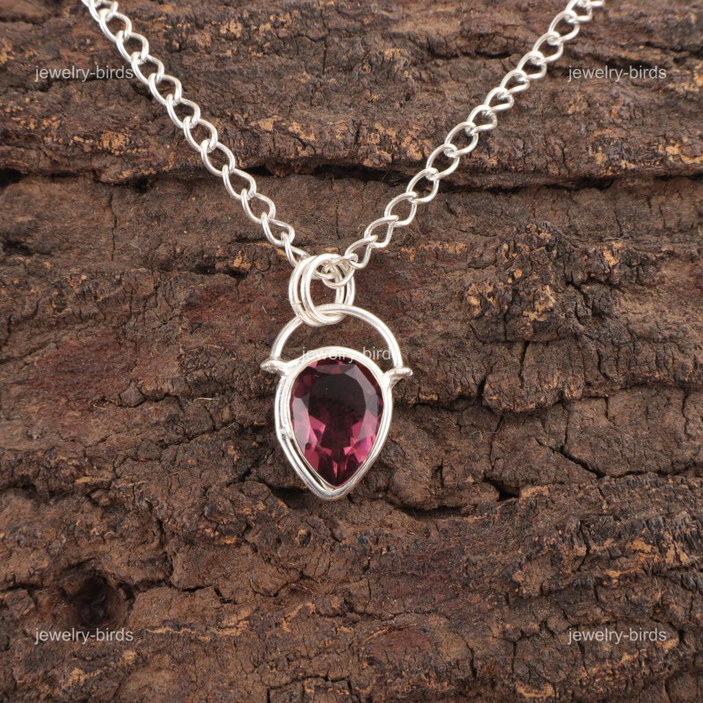 Pear Rhodolite Gemstone 925 Silver Artisan Ethnic Engagement New Pendant Jewelry PP-56-9