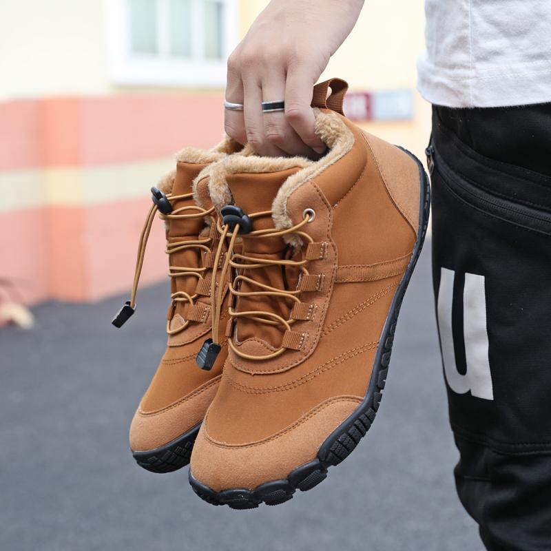 Men Winter Outdoor Velvet Warm Snow Boots Walking Shoes Waterproof Ski Shoes High-Top Large Size Cotton Boots Thick Cotton Shoes